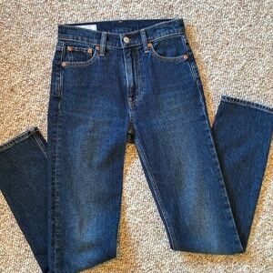 Gap 90s Straight High Rise Jeans Size 24R (00R) Dark Wash
